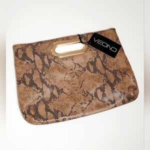 Veond Faux Snakeskin Clutch Handbag